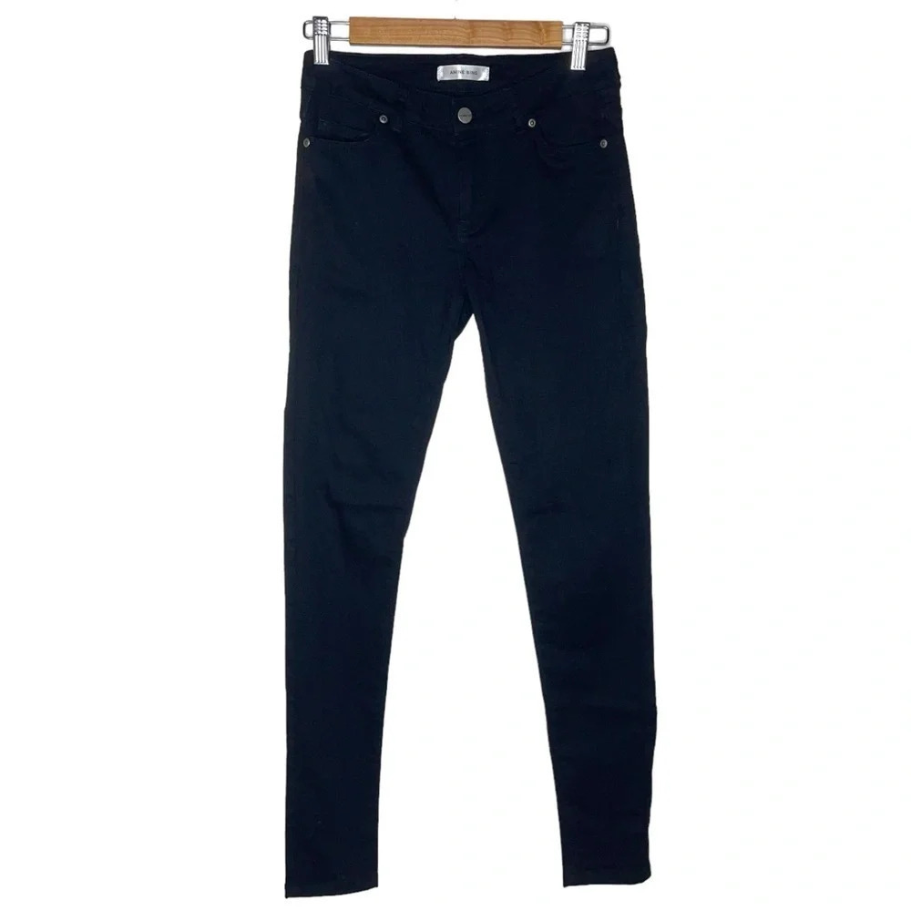 ANINE BING Christy Mid-Rise Skinny Jeans Black Y2K 2000’s Size 24 - Picture 3 of 12